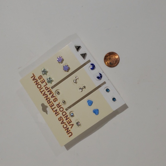 UNCAS International Set of 9 Stud Colorful Earrings - Trendy & Stylish Jewelry - Picture 4 of 11